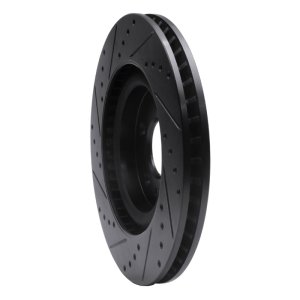 Ford Mustang Brake Rotor (1) - Front Right - R1 Concepts - Drilled & Slotted - Black - `11-`14